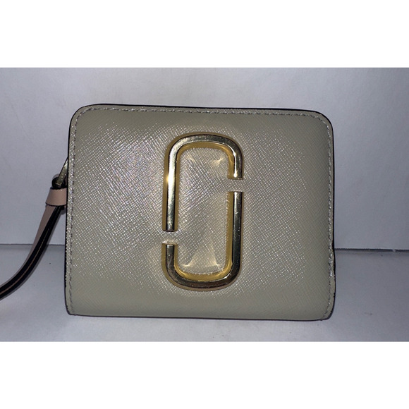 Marc Jacobs Snapshot Cloud White Mini Compact Wallet gold beige gray greige - Picture 1 of 15